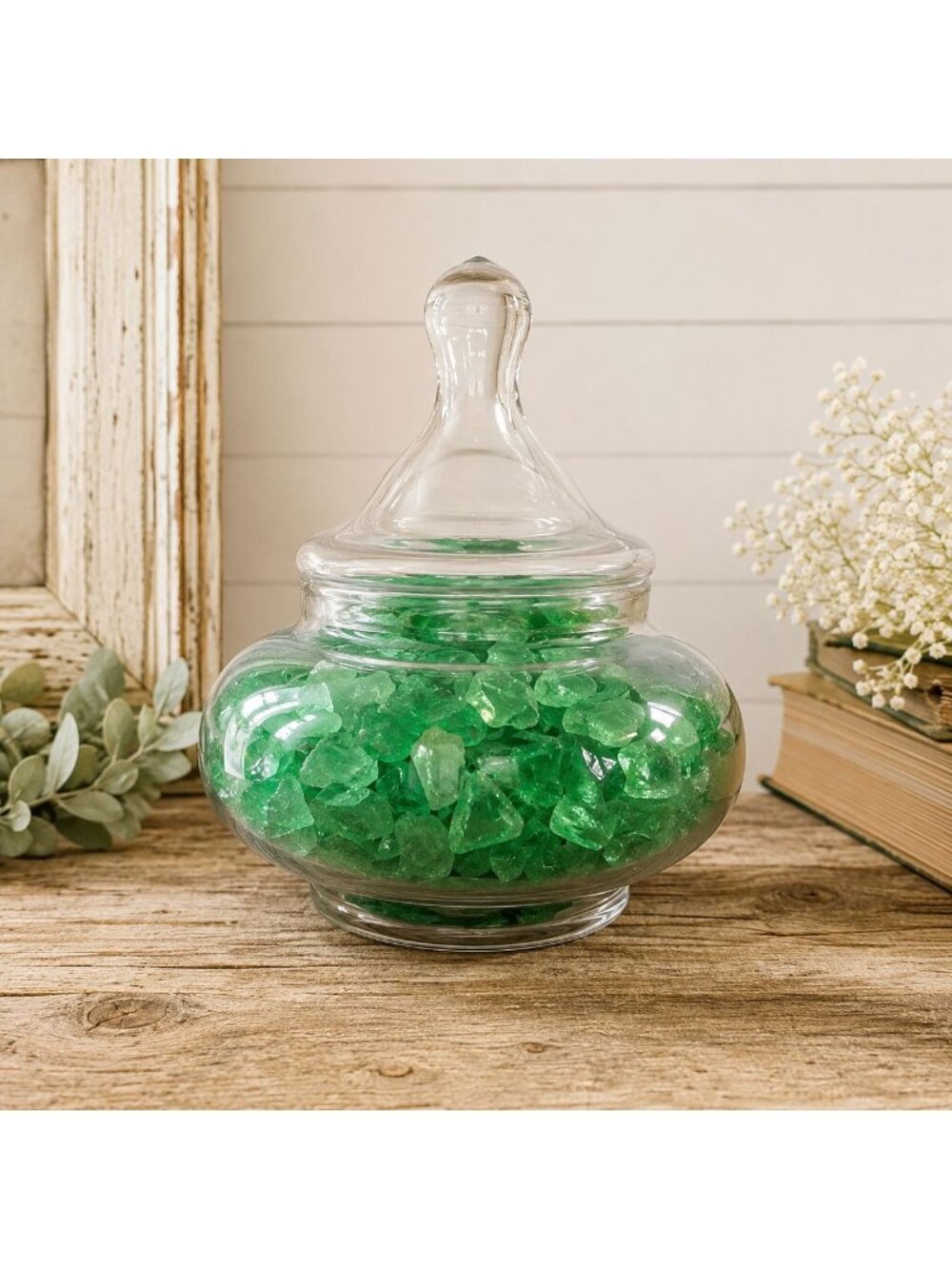 Green Sea Glass Nuggets Decorative Vase Filler Coastal Decor Beach Wedding